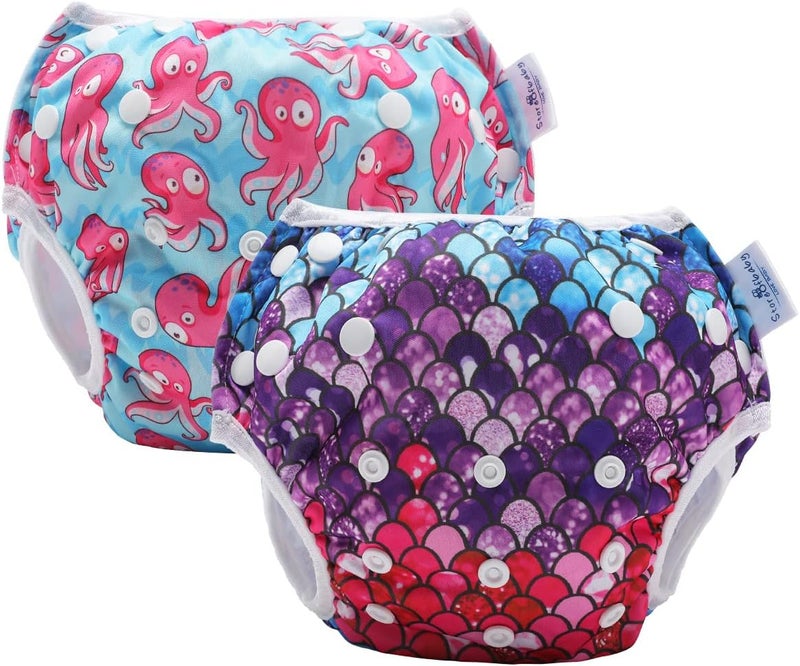 storeofbaby Reusable Swim Diapers Covers Waterproof Swimming Pants for 8-36lbs Unisex Baby Pack of 2 - Image 1